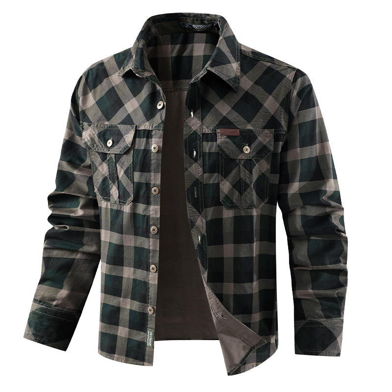 Flannel Shirt Lined - Camicie casual a quadri da uomo,